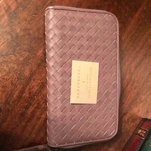 New- Bottega Veneta purple zip around wallet